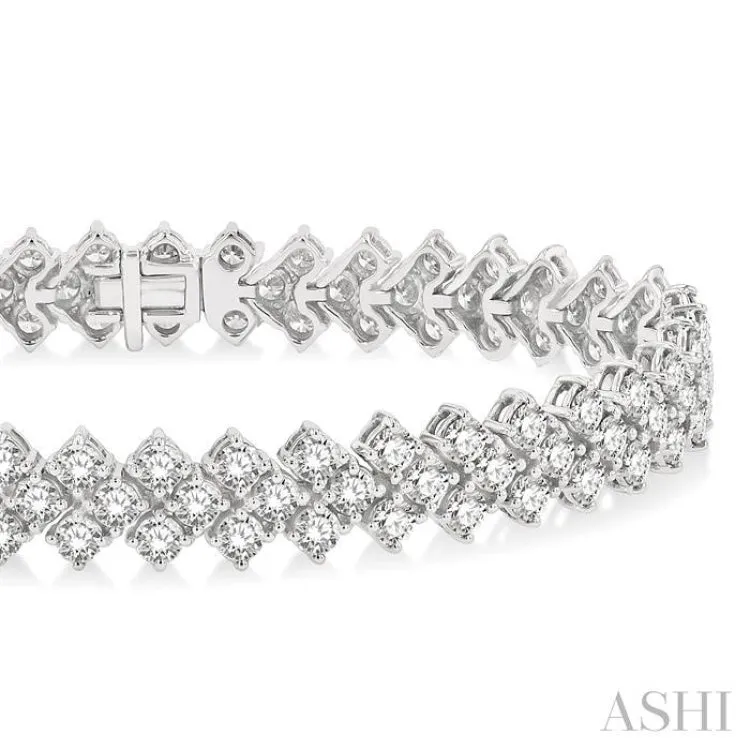 10 ctw Chevron Link Round Cut Diamond Tennis Bracelet in 14K White Gold