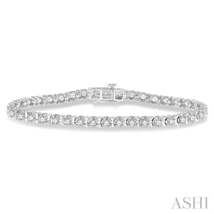 4 ctw Round Cut Diamond Tulip Bracelet in 14K White Gold