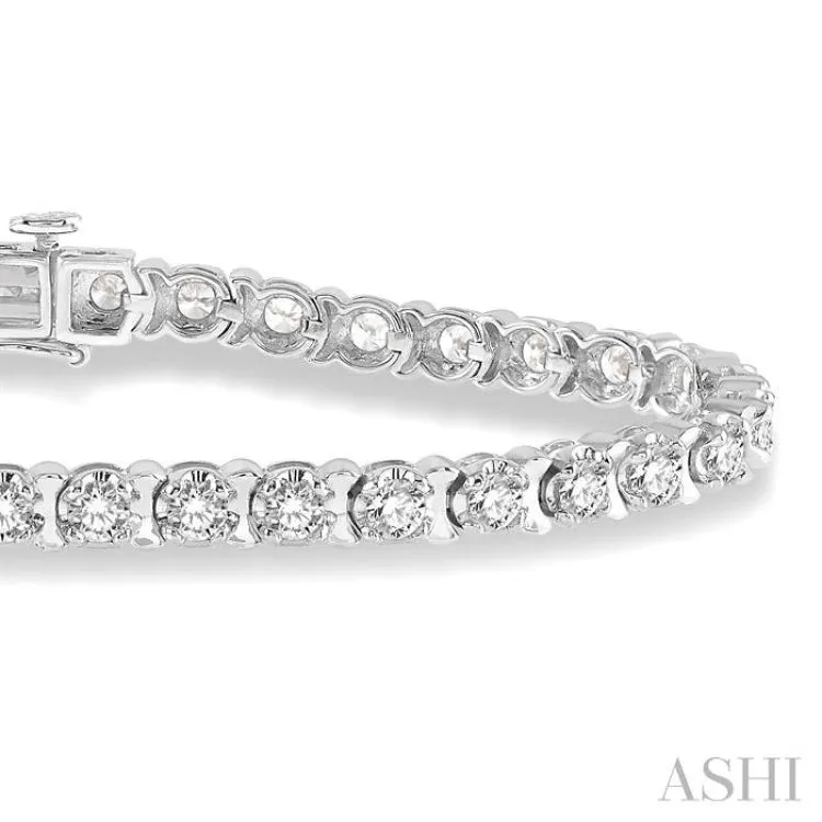 5 ctw Round Cut Diamond Tulip Bracelet in 14K White Gold