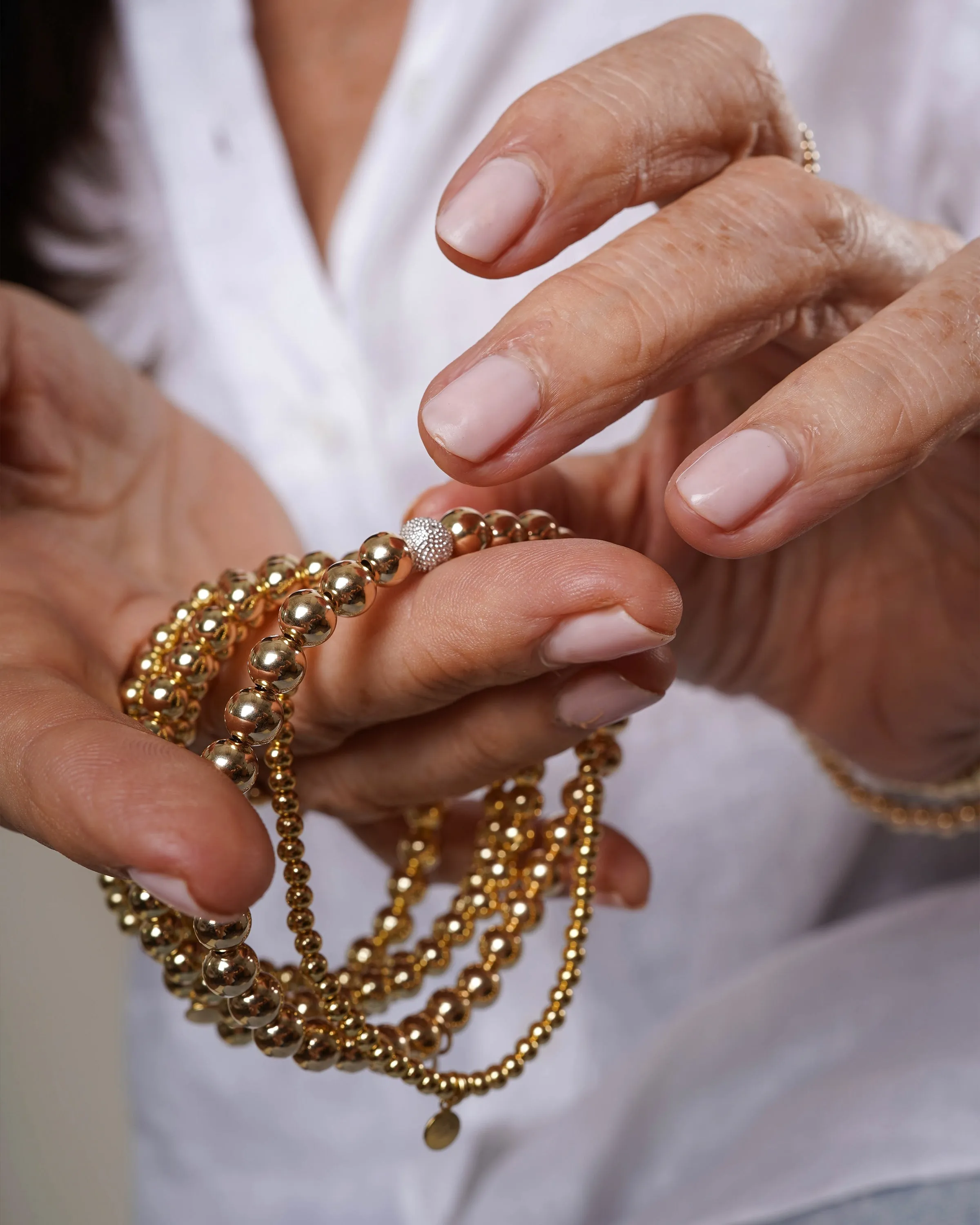 5mm Gold Bead Bracelet With Diamond Bead