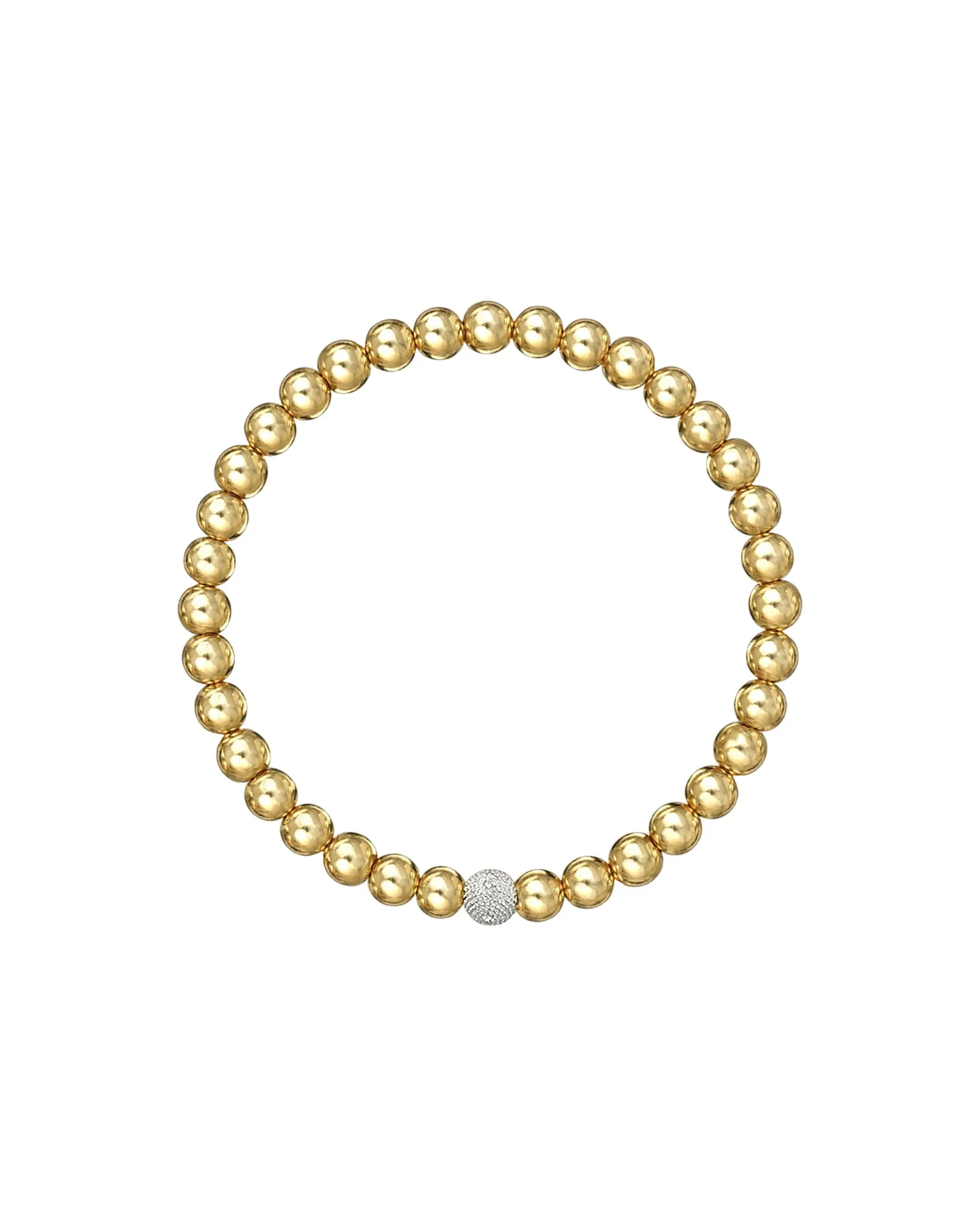 5mm Gold Bead Bracelet With Diamond Bead