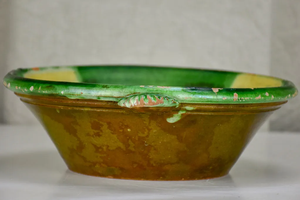 Antique Spanish bowl - green and yellow