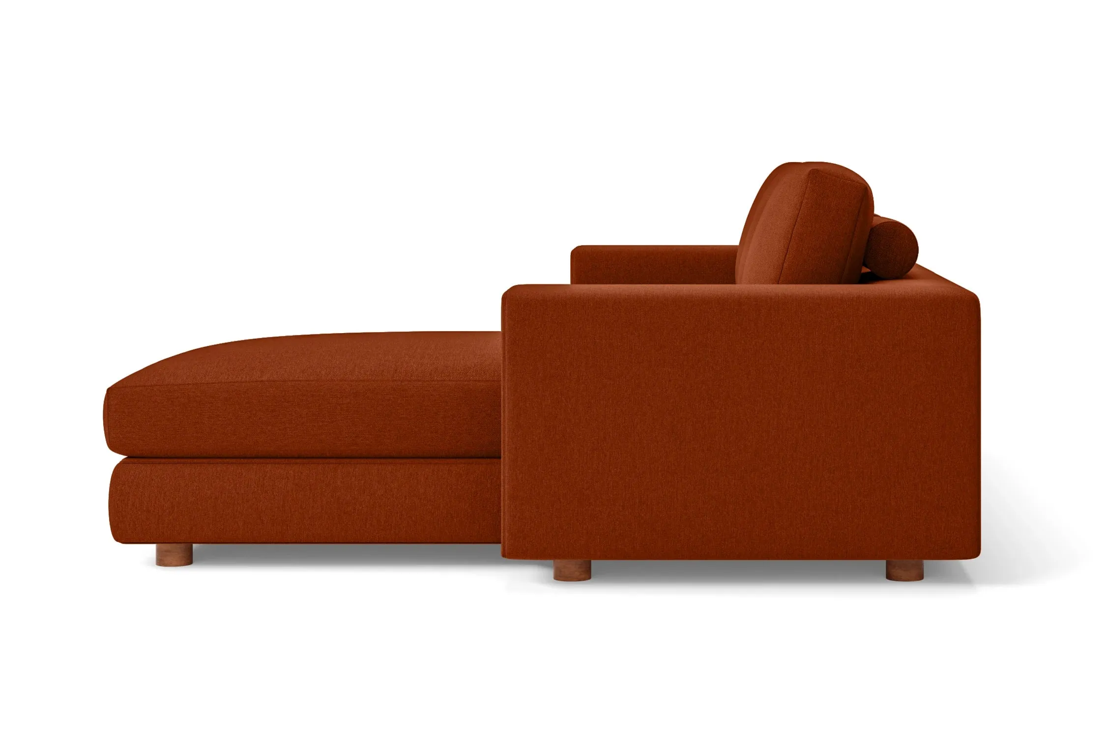 Arezzo 4 Seater Right Hand Facing Chaise Lounge Corner Sofa Orange Linen Fabric