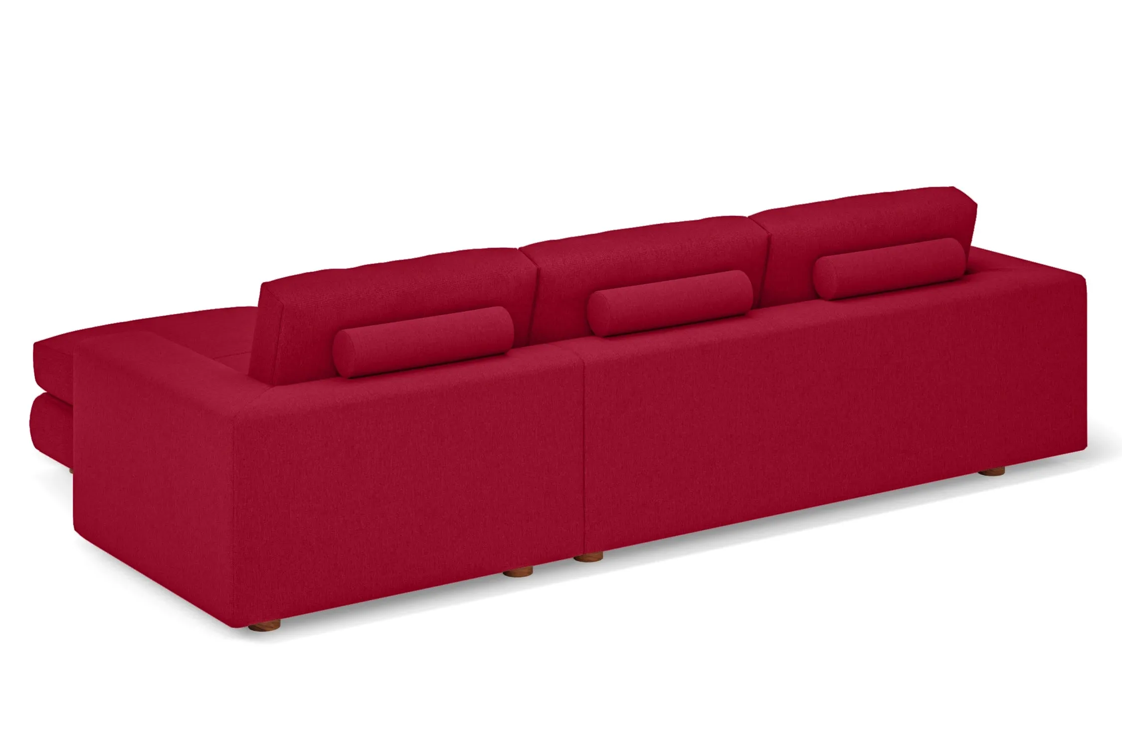 Arezzo 4 Seater Right Hand Facing Chaise Lounge Corner Sofa Red Linen Fabric