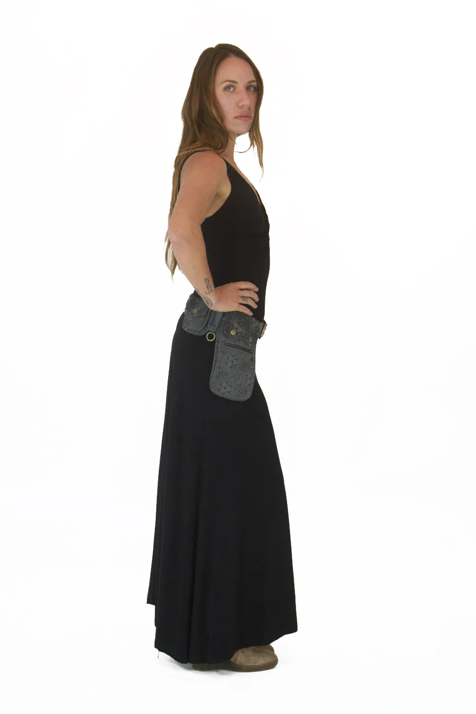 Asymmetrical pocket belt print black & grey