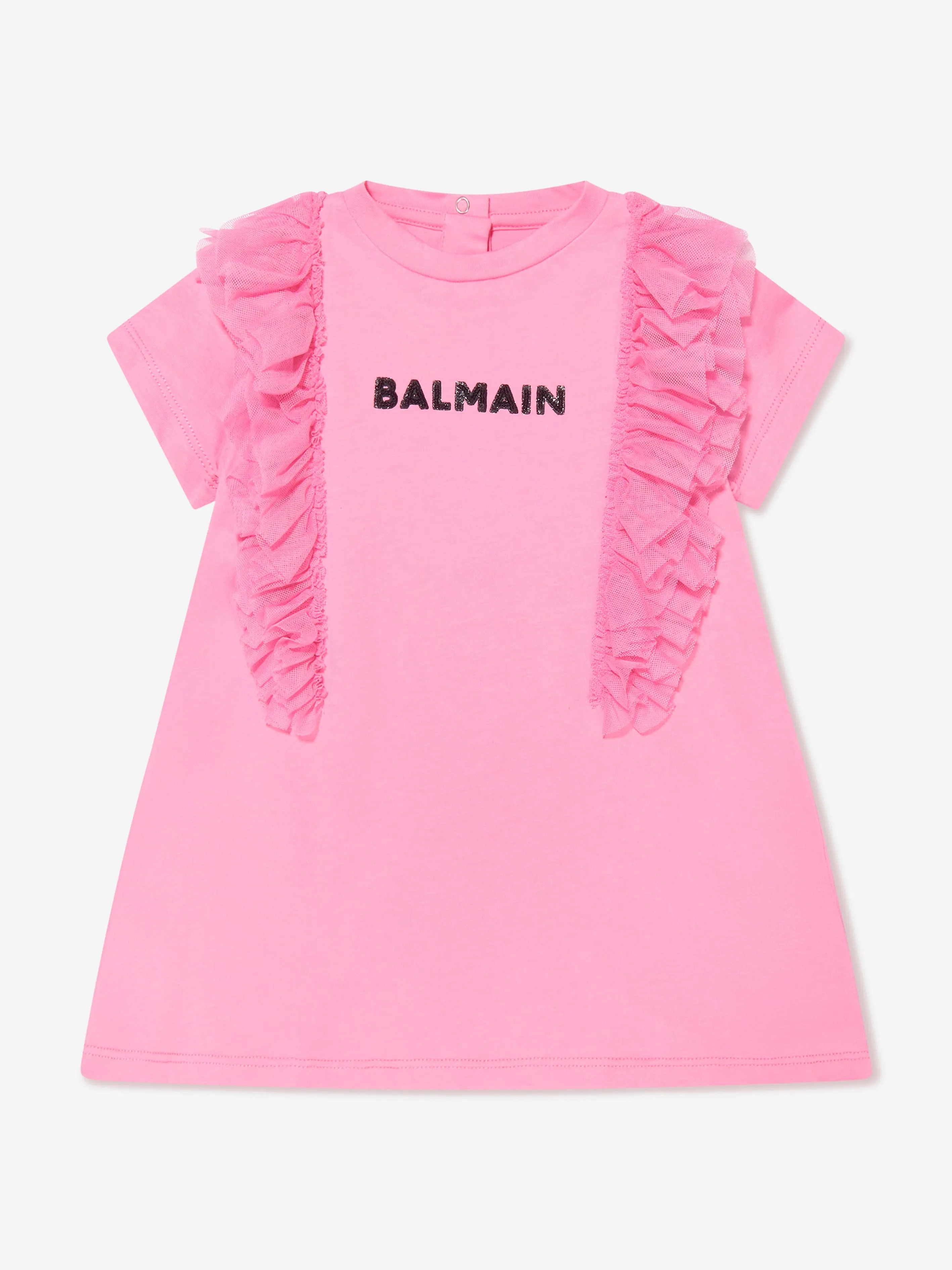 Balmain Baby Girls Ruffle Jersey Dress in Pink