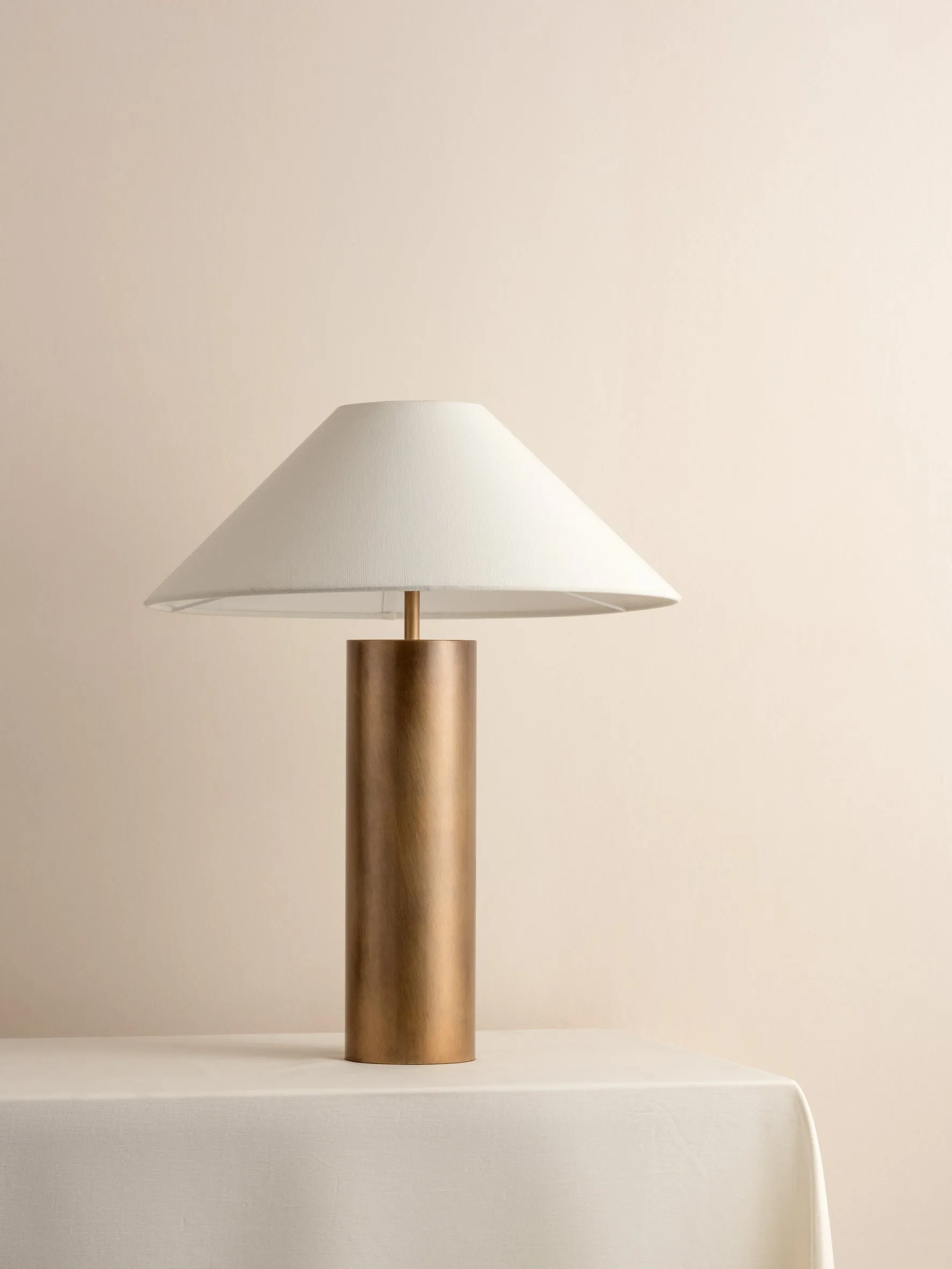 Bleeker - aged brass and linen table lamp