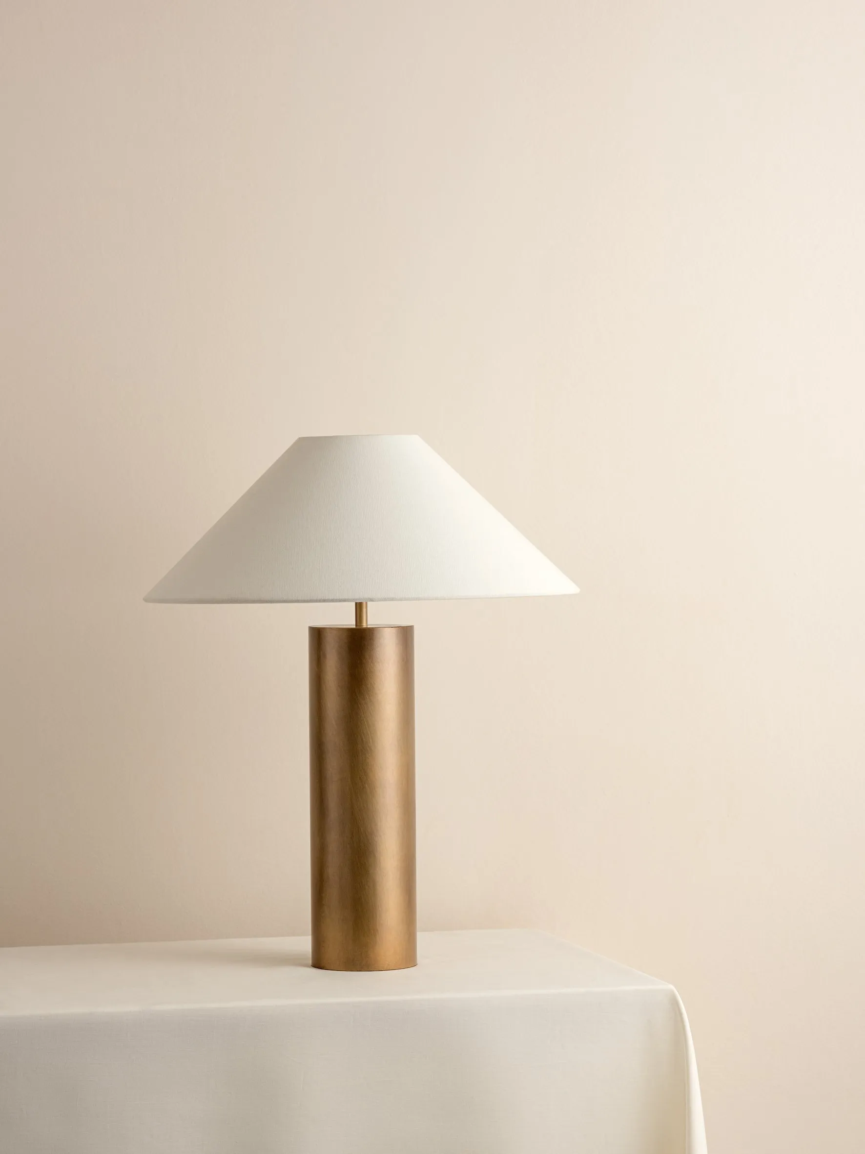 Bleeker - aged brass and linen table lamp