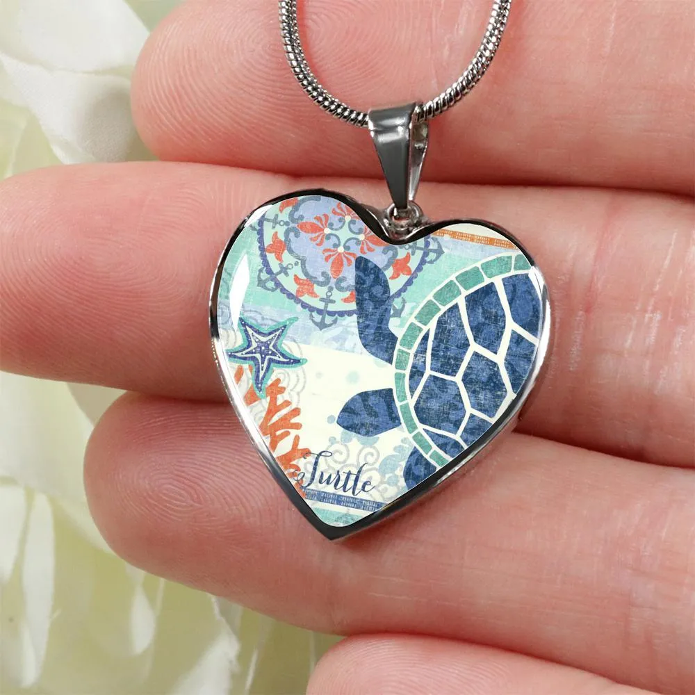 Blue Ocean Heart Necklace