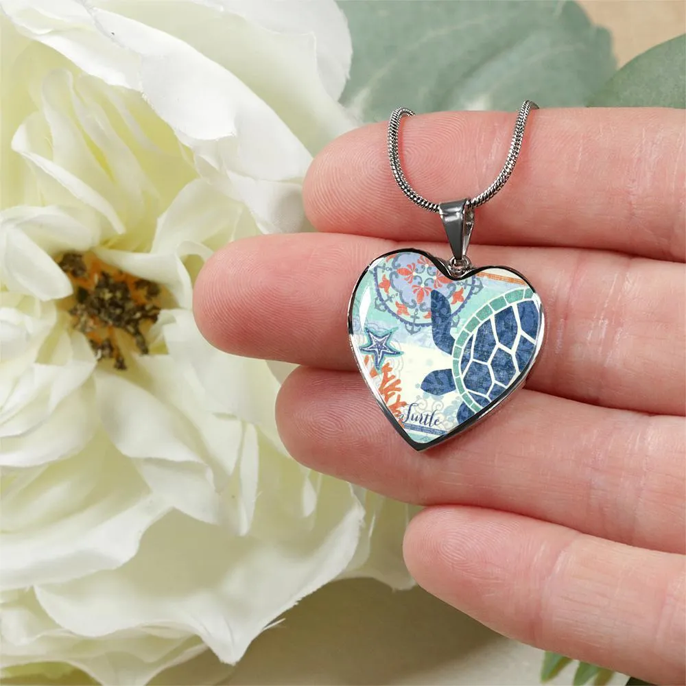 Blue Ocean Heart Necklace