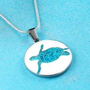 Blue Sea Turtle Necklace and Bangle Bracelet