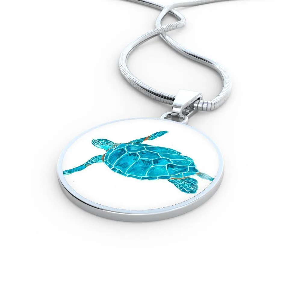 Blue Sea Turtle Necklace and Bangle Bracelet