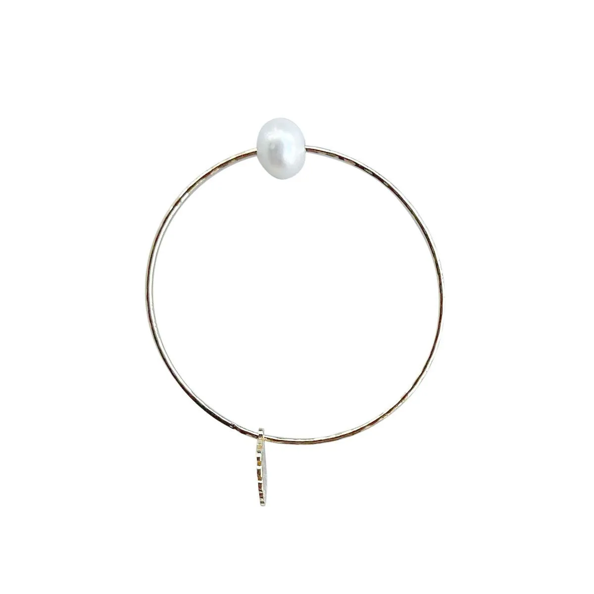 Bracelet with White Large Pearl and Charm, 7.5in