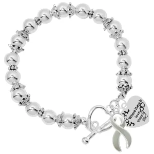 Brain Cancer Awareness Gray Ribbon Bracelets