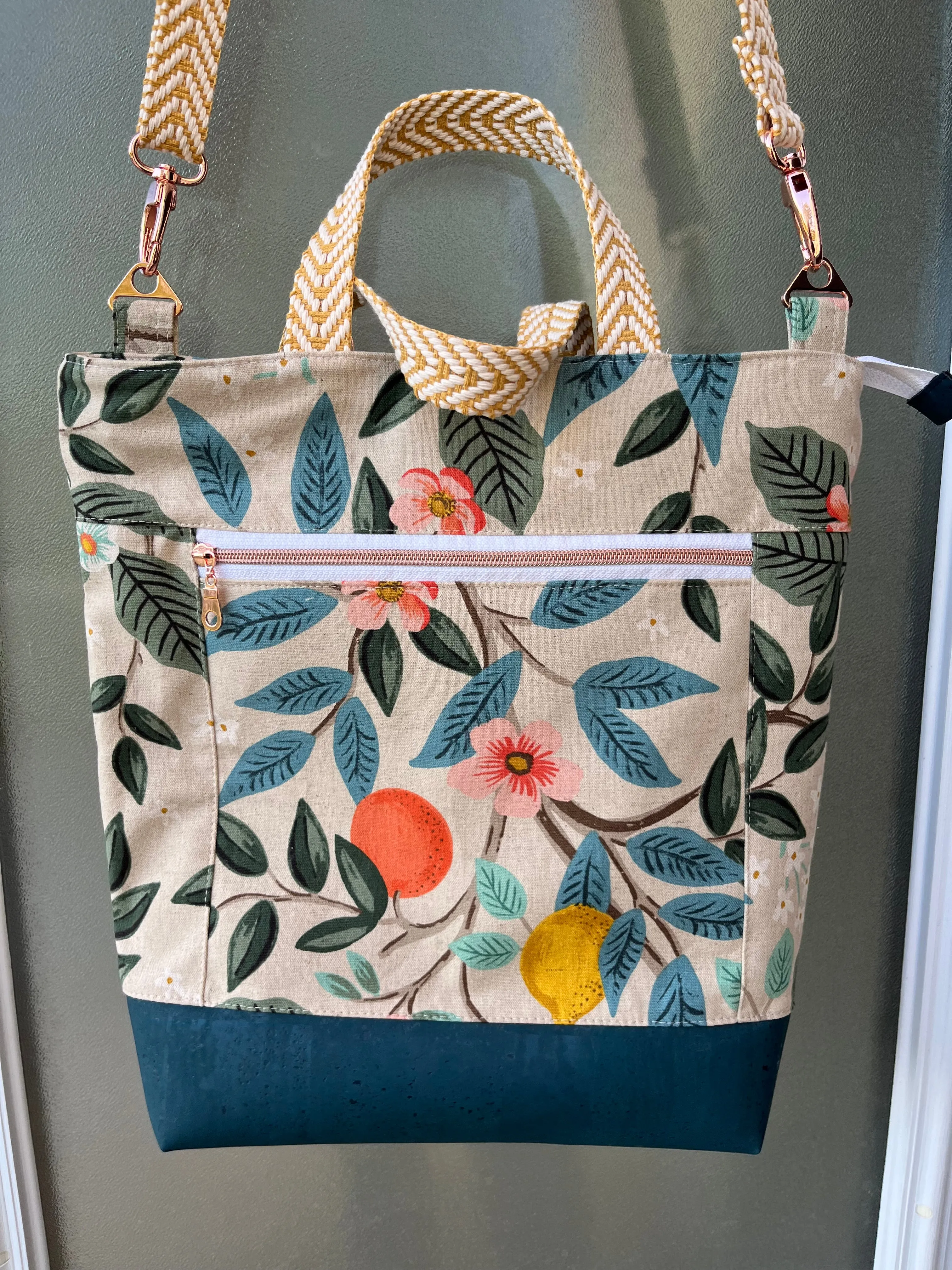 Citrus Themed Rifle Paper Co Canvas Cross body Tote Bag