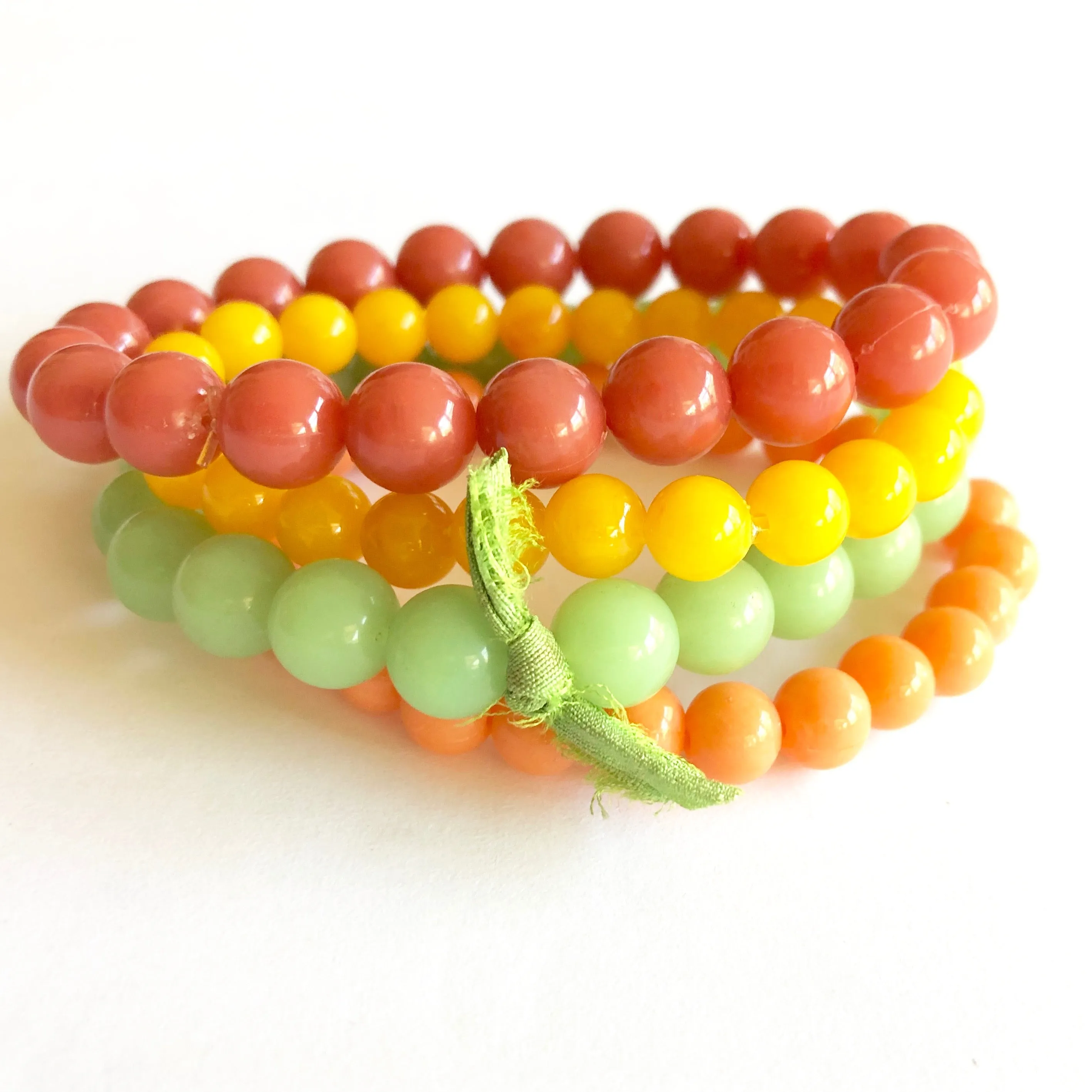 Coral Citrus Stack & Stretch Bracelets Set