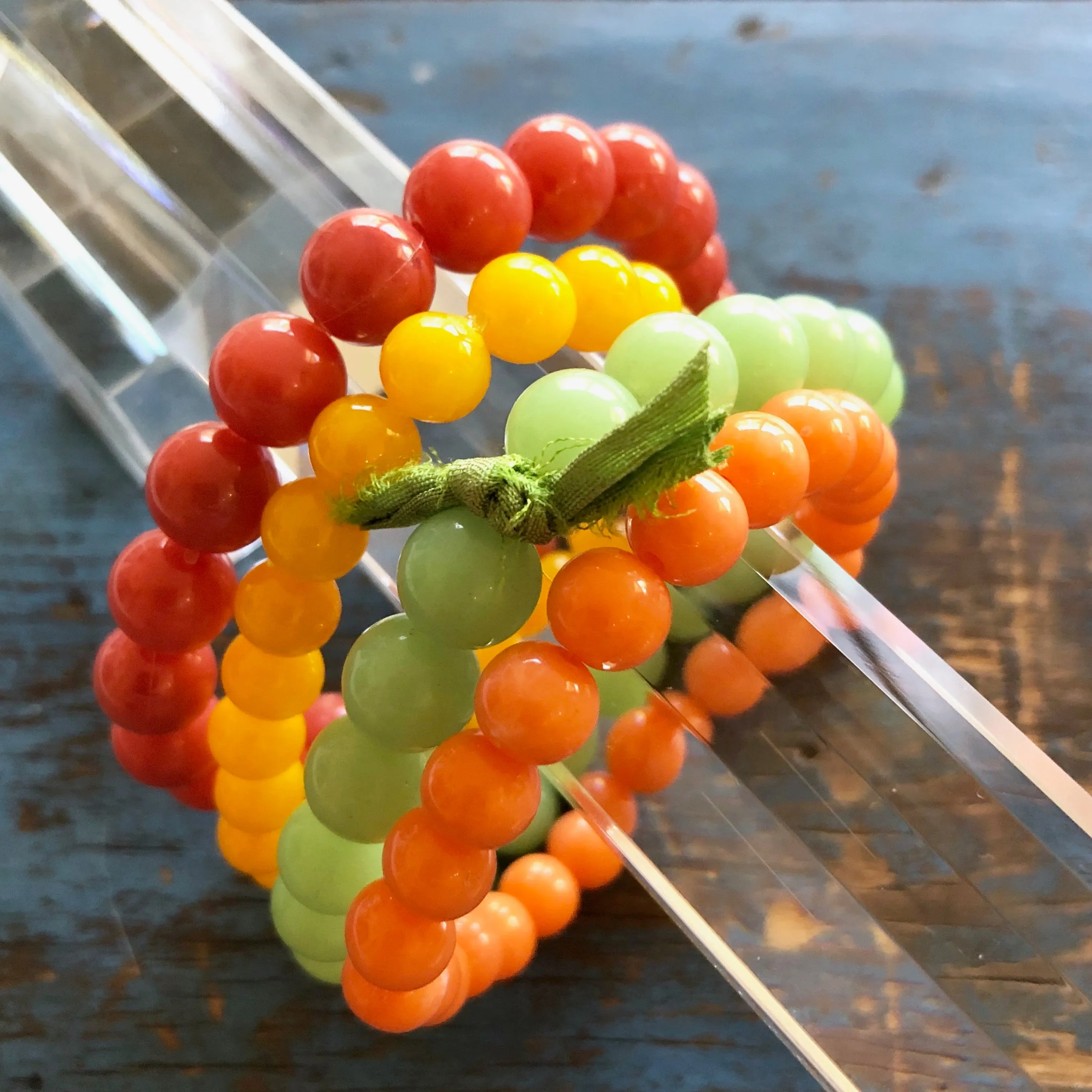 Coral Citrus Stack & Stretch Bracelets Set