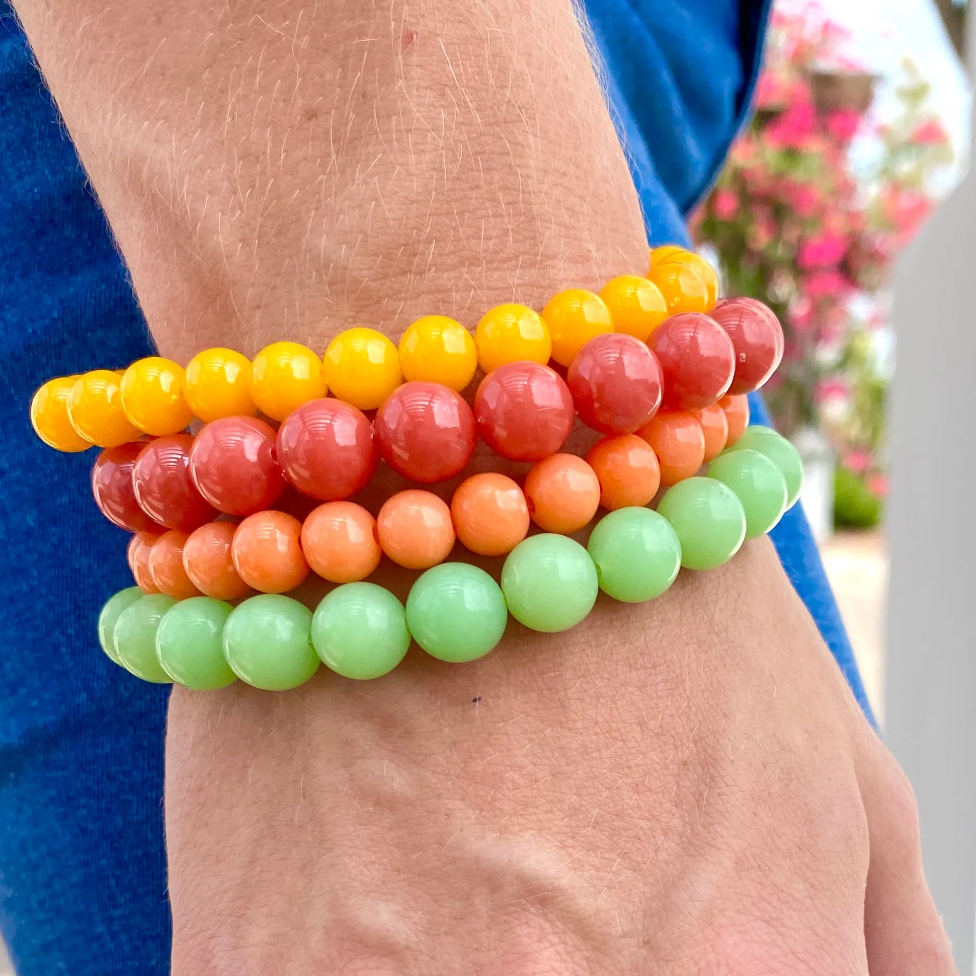 Coral Citrus Stack & Stretch Bracelets Set