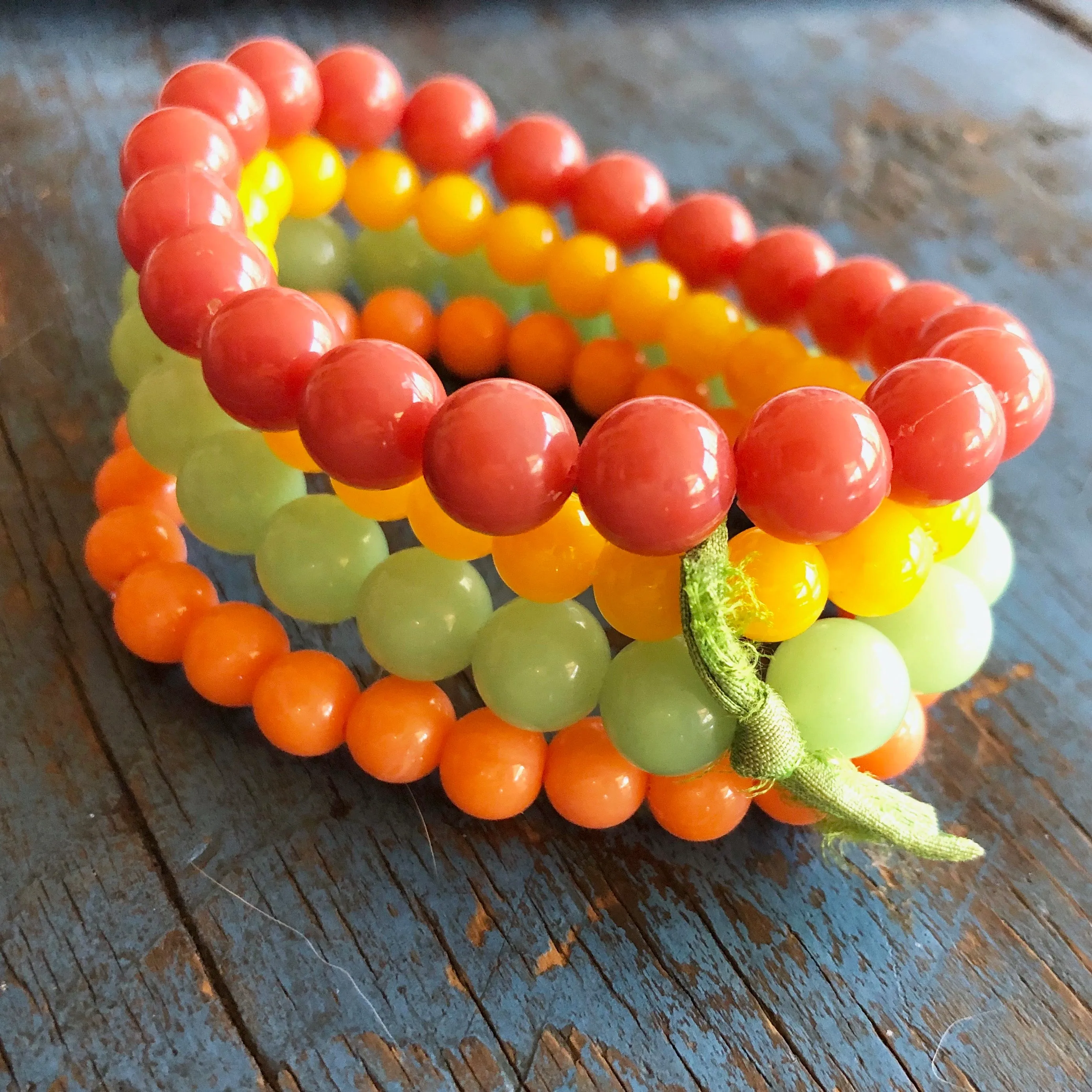 Coral Citrus Stack & Stretch Bracelets Set