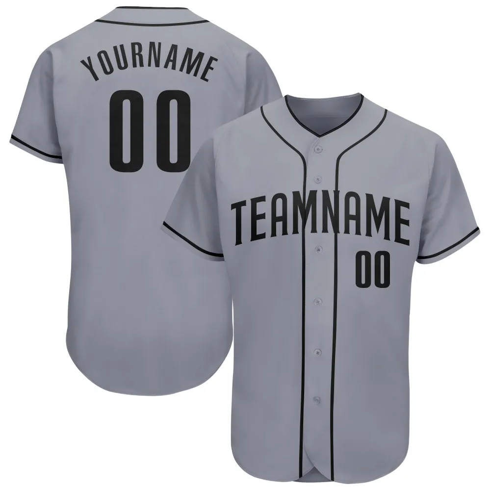 Custom Gray Black Authentic Baseball Jersey