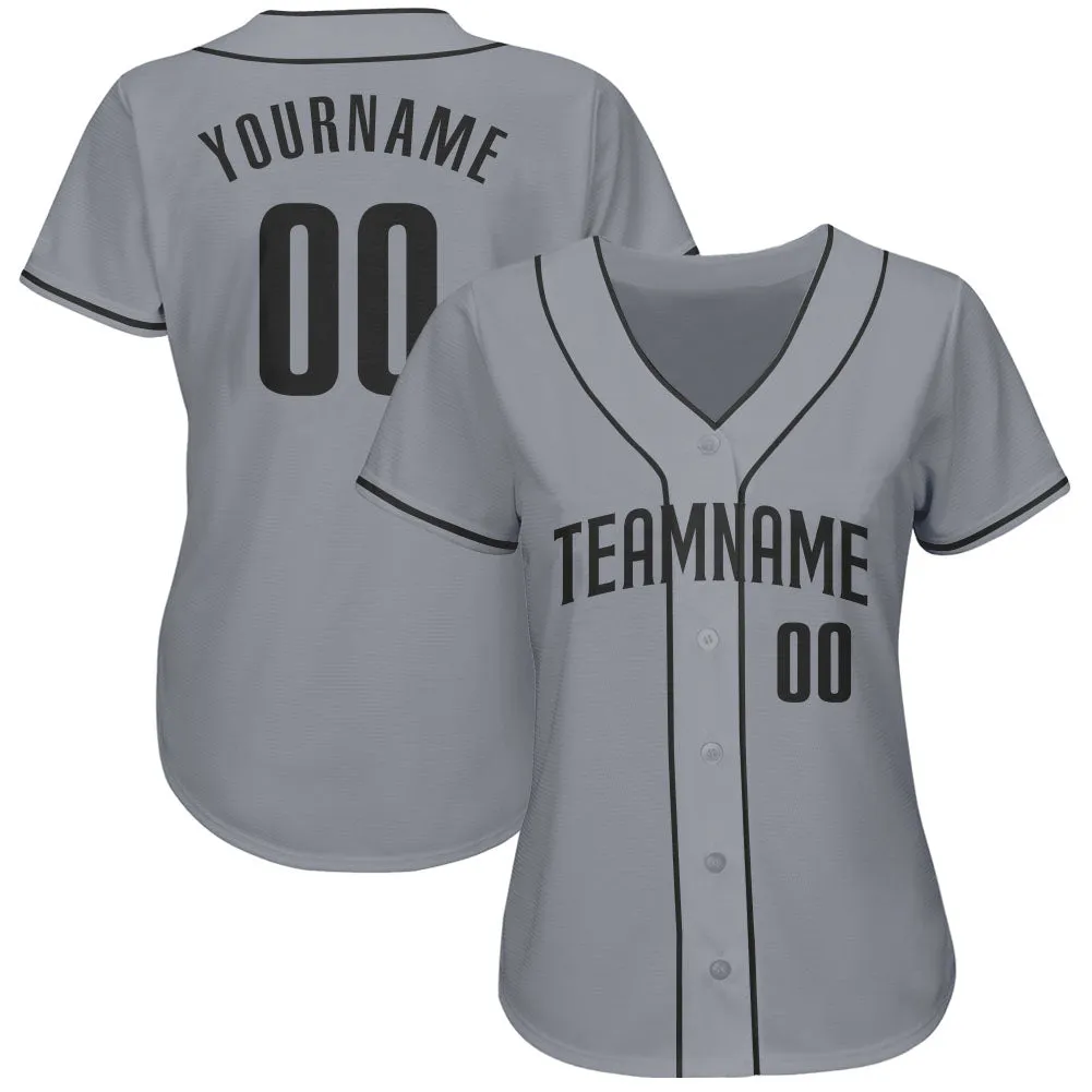 Custom Gray Black Authentic Baseball Jersey