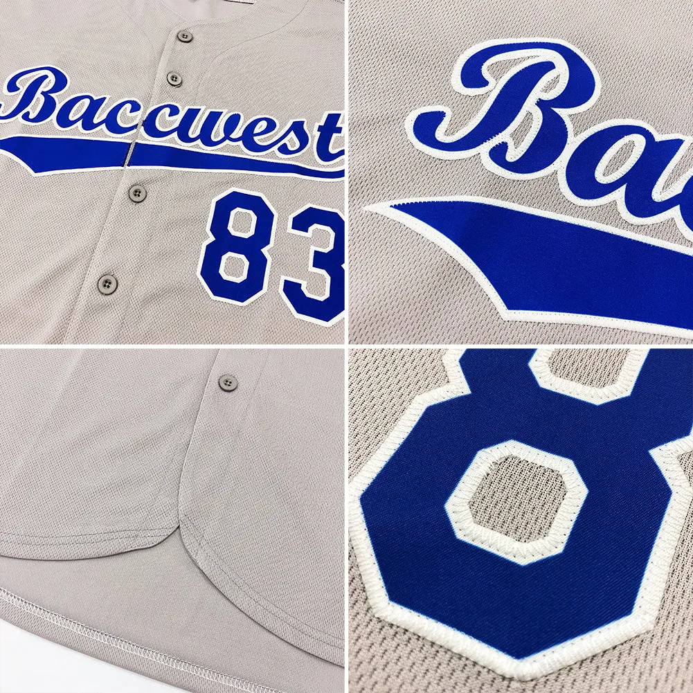 Custom Gray Black-White Authentic Baseball Jersey