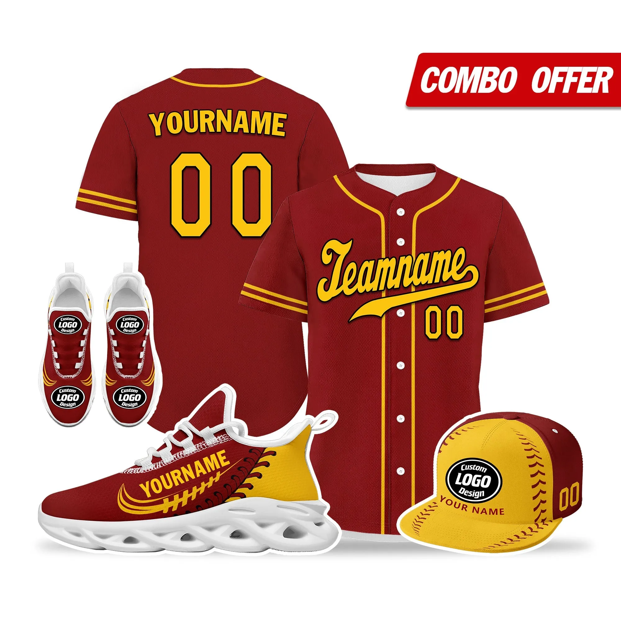 Custom Red Jersey MaxSoul Shoes and Hat Combo Offer Personalized ZH-bd0b00e0-aa