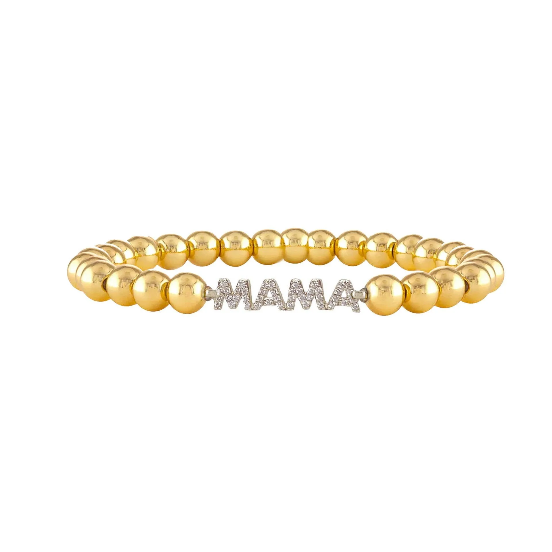 CZ MAMA 6 MM Beaded Stretch Bracelet