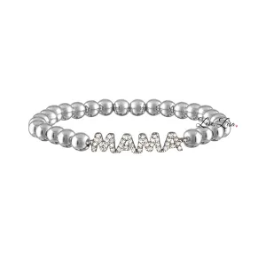 CZ MAMA 6 MM Beaded Stretch Bracelet