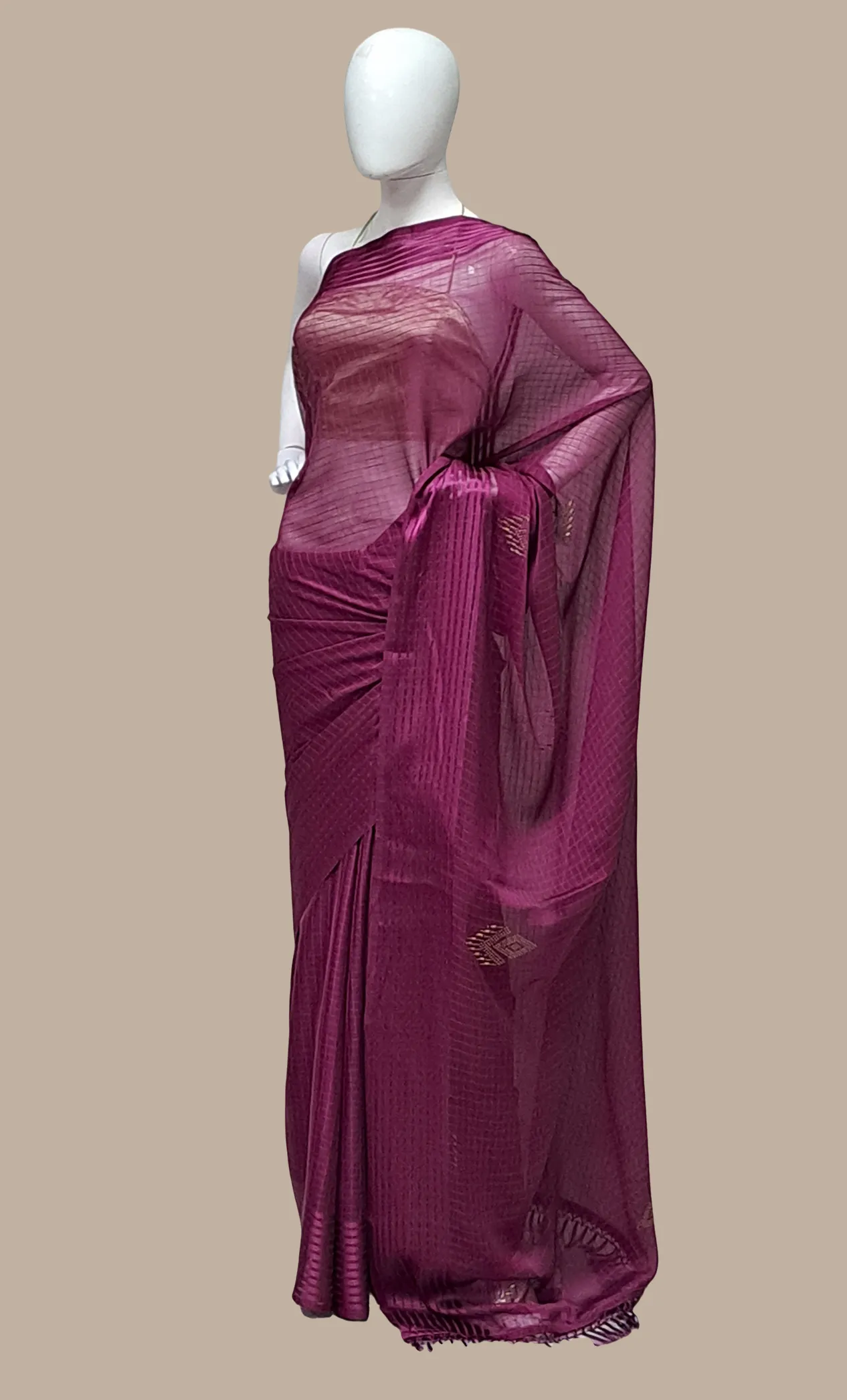 Dark Violet Embroidered Sari