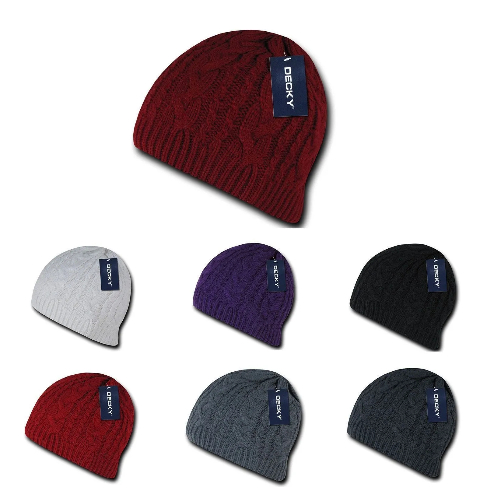 Decky Beanies Soft Stretchy Braided Knit Hats Caps Ski Warm Winter