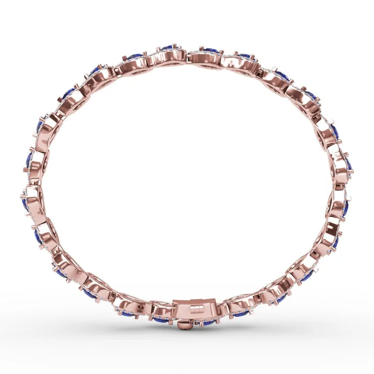 Decorated Sapphire and Diamond Bracelet