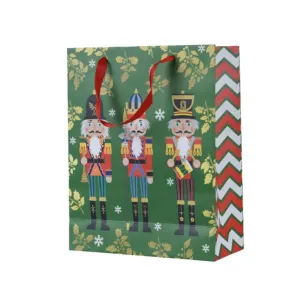 Decoris 32cm Green Nutcracker Paper Giftbag