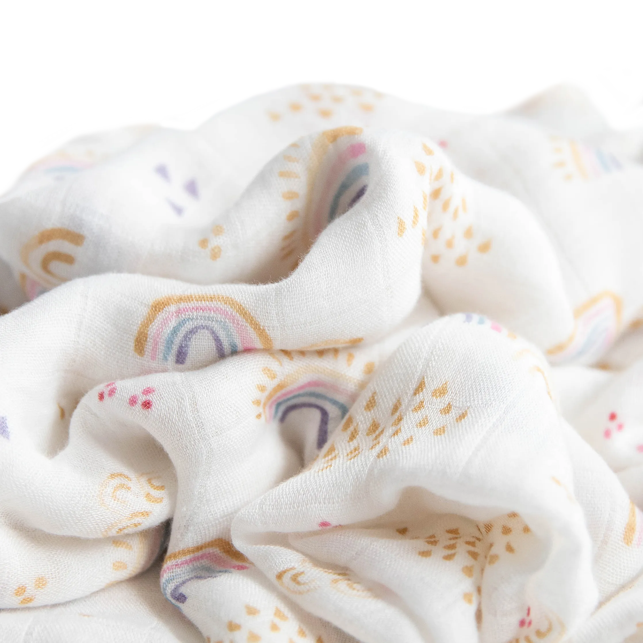 Deluxe Muslin Swaddle Blanket - Rainbows & Raindrops