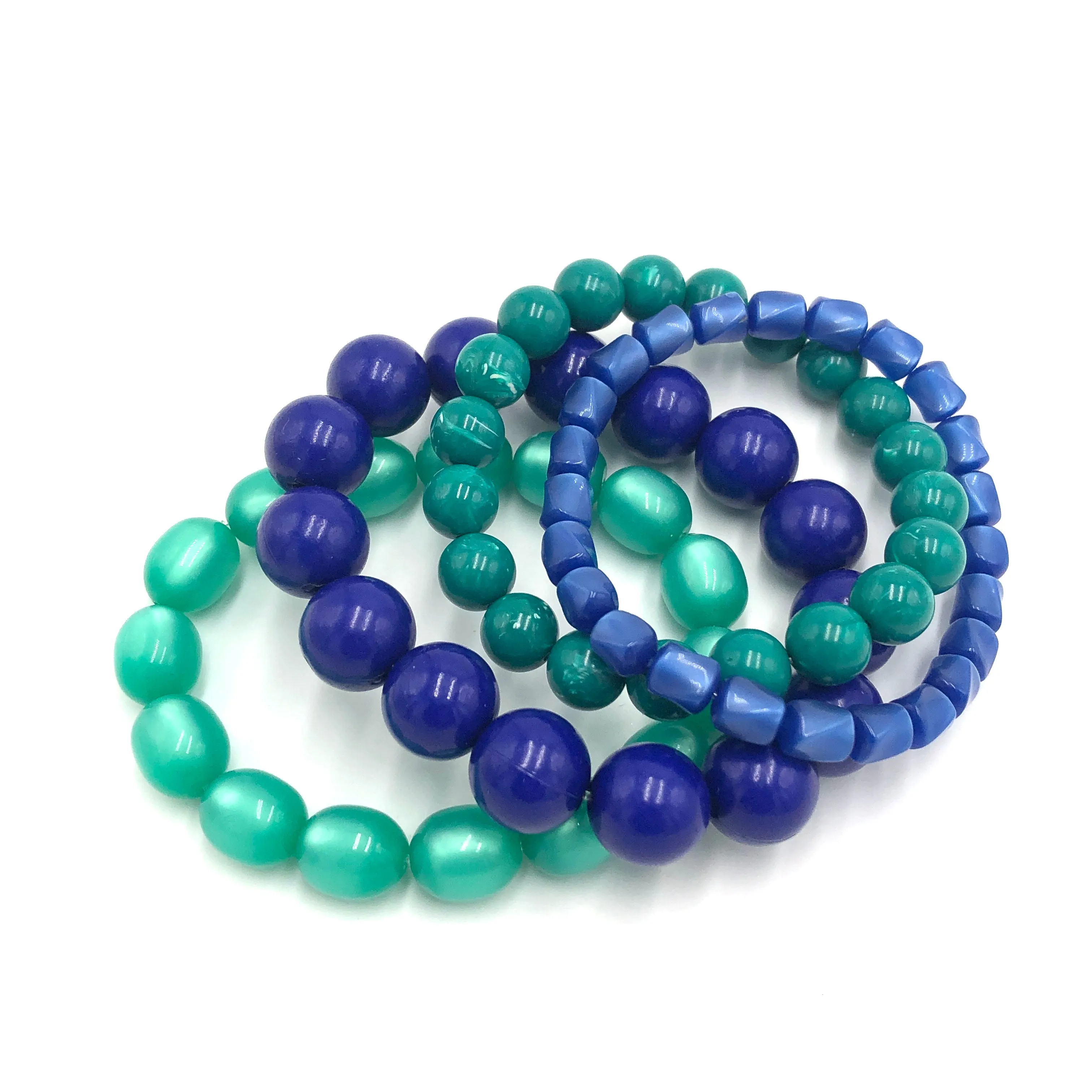 Emerald Blues Stack and Stretch Bracelets Set