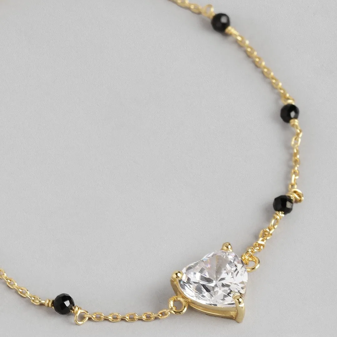 Eternal Hearts Gold-Plated 925 Sterling Silver Beaded CZ Bracelet