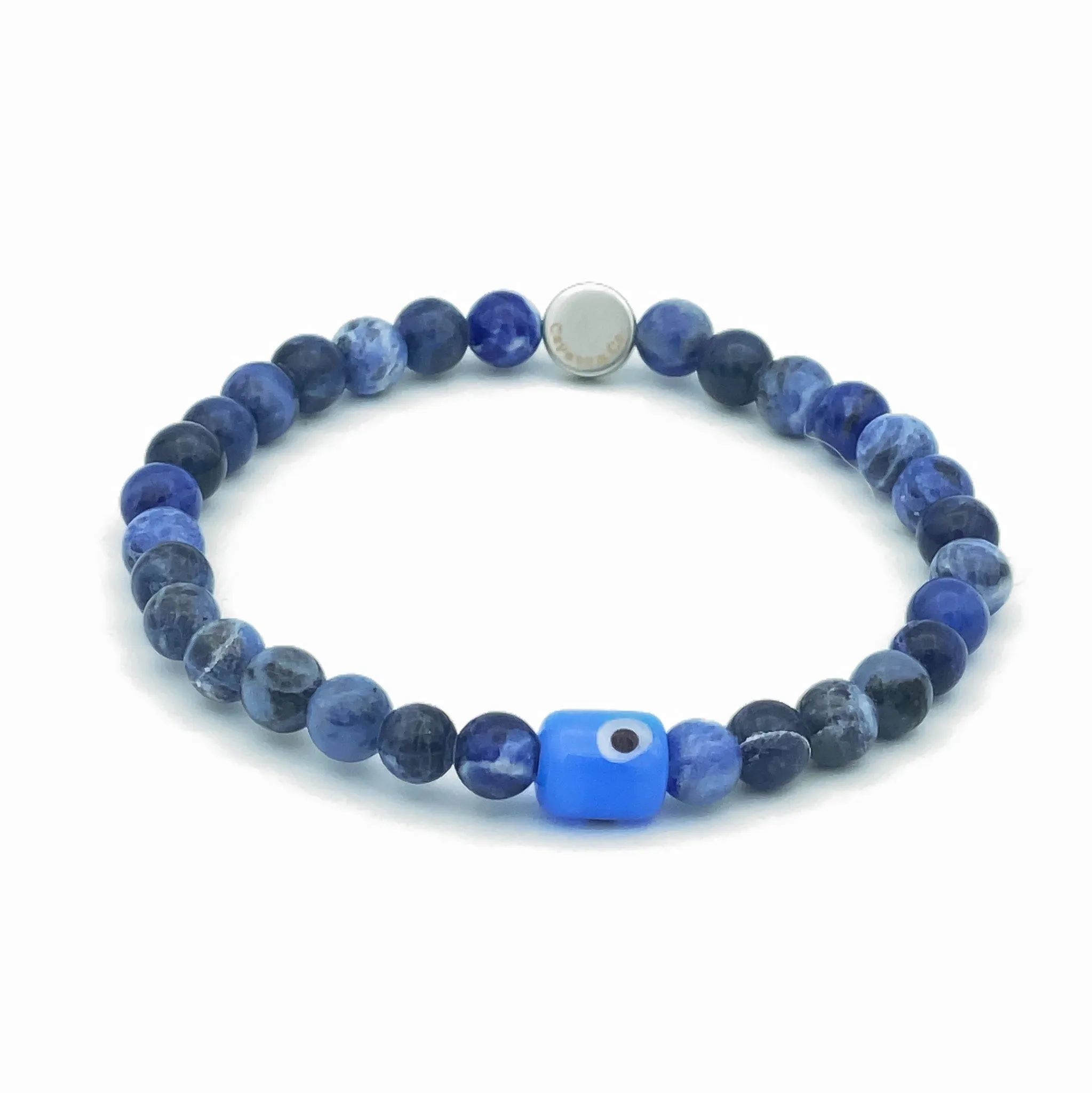 Evil Eye Glass And Gemstone Stretch Bracelet