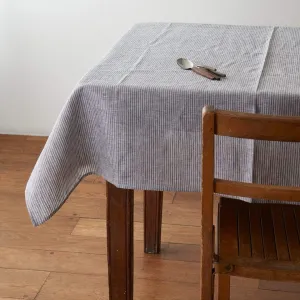 Fog Linen Grey White Stripe Table Cloth