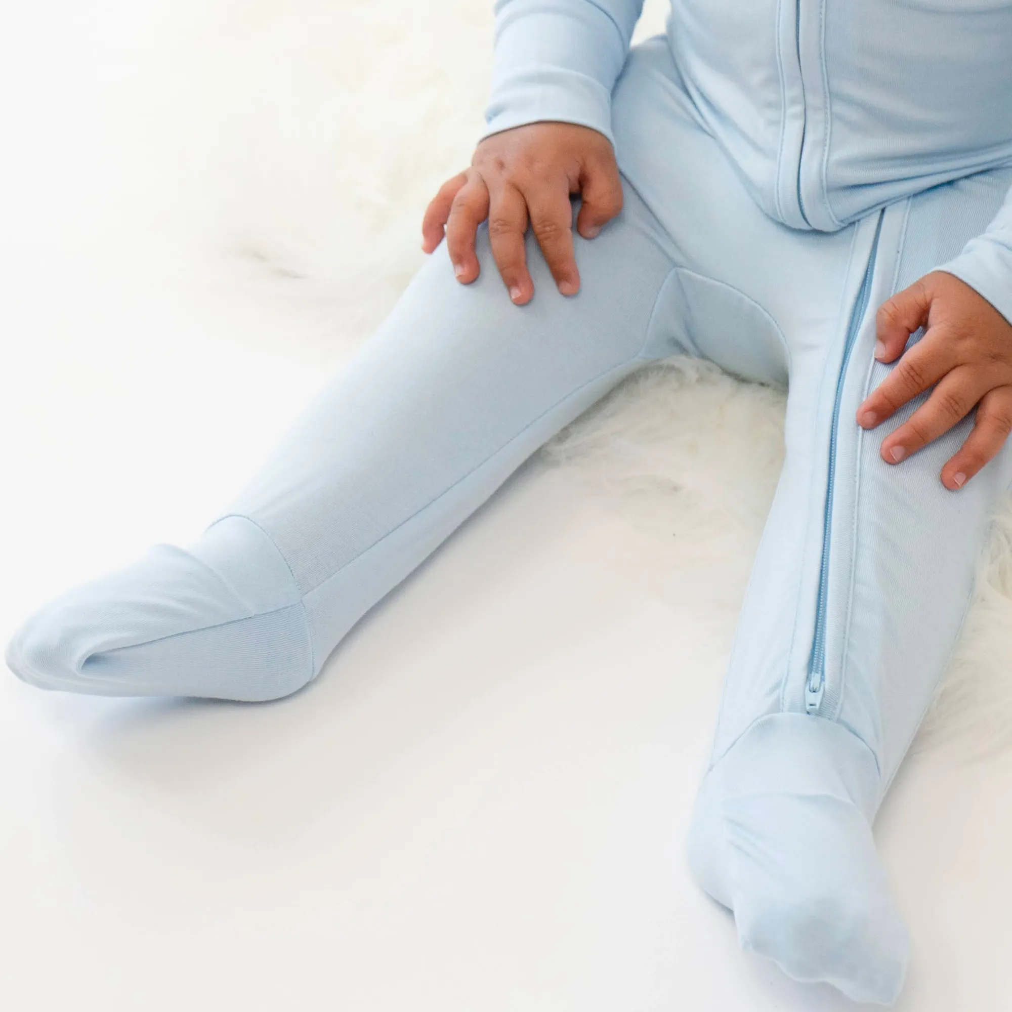 Footless Sleeper with Fold-Over Cuffs - Hydrangea Blue