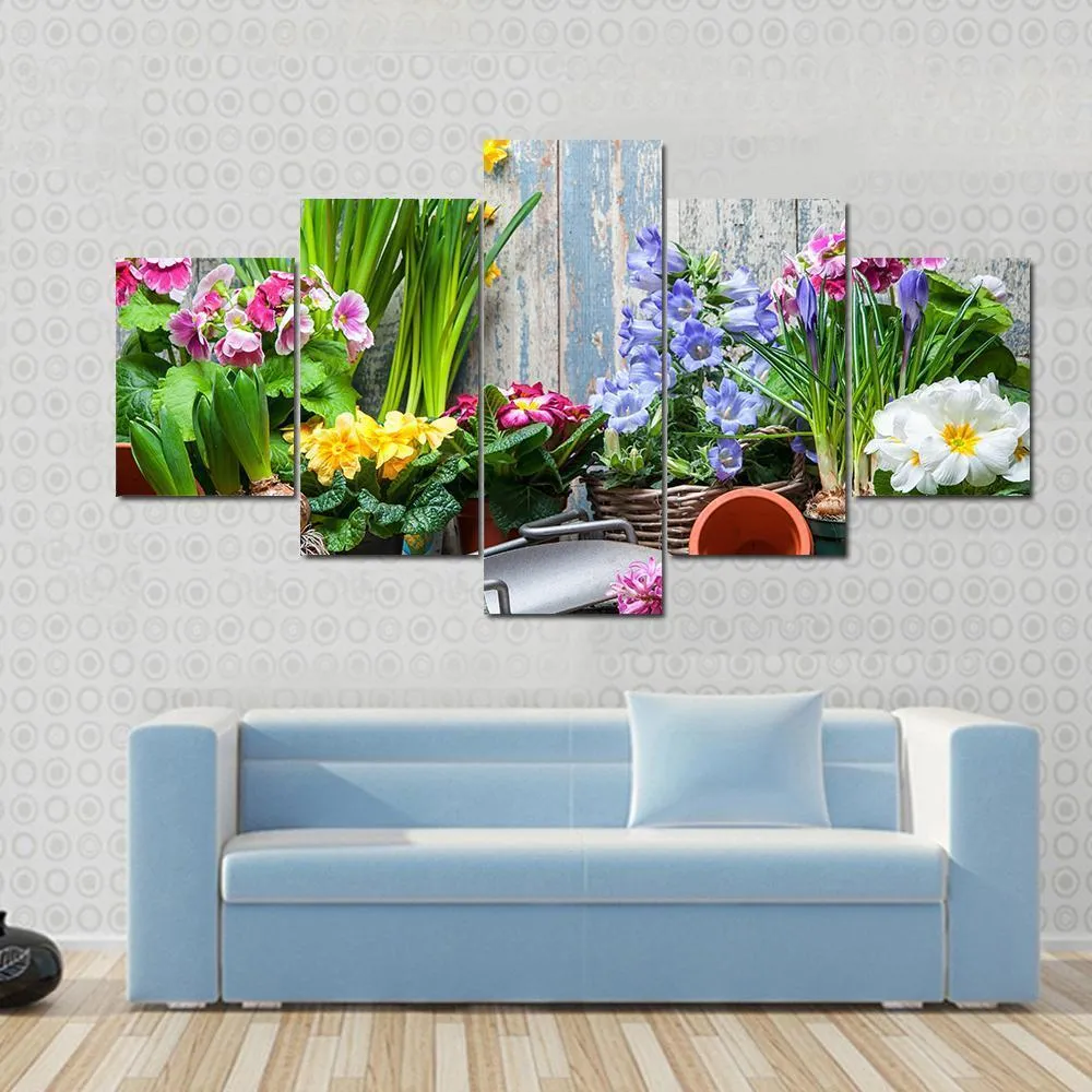 Gardener Planting Spring Flower Canvas Wall Art