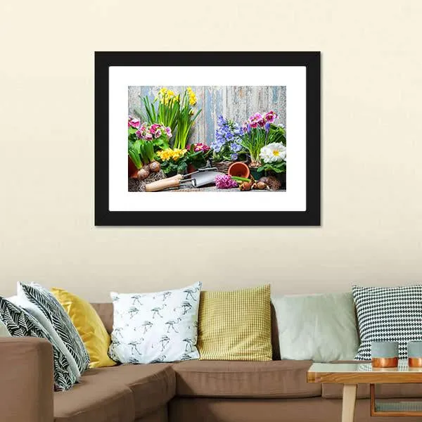 Gardener Planting Spring Flower Canvas Wall Art