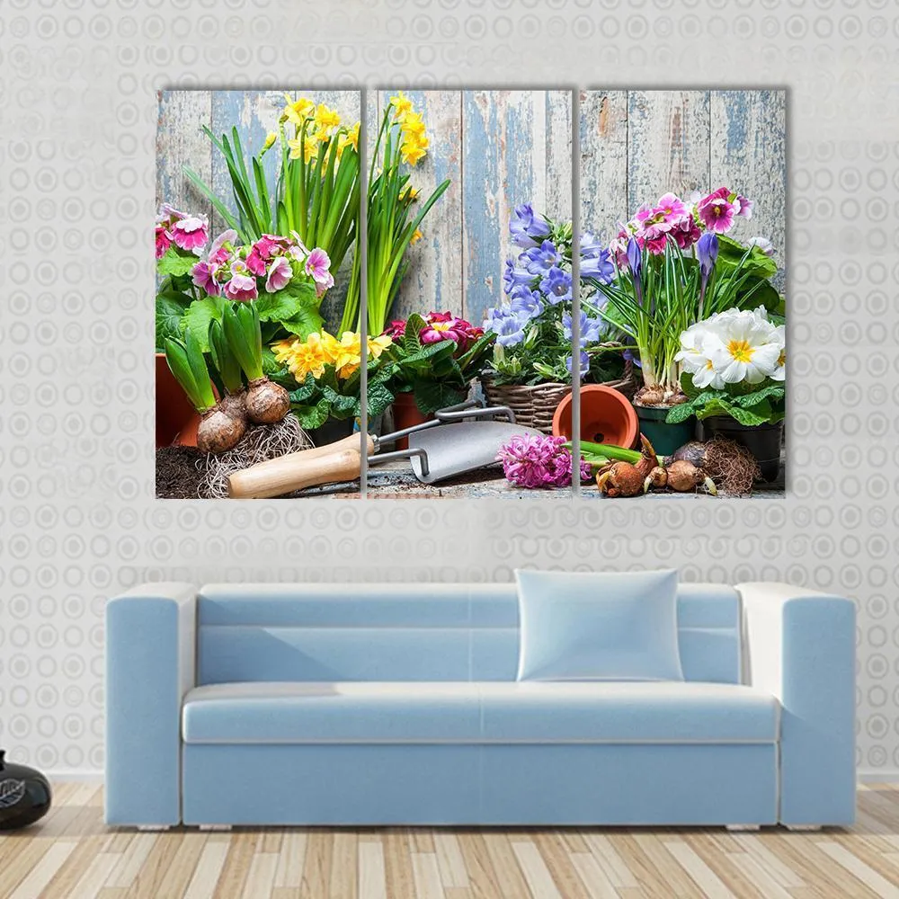 Gardener Planting Spring Flower Canvas Wall Art