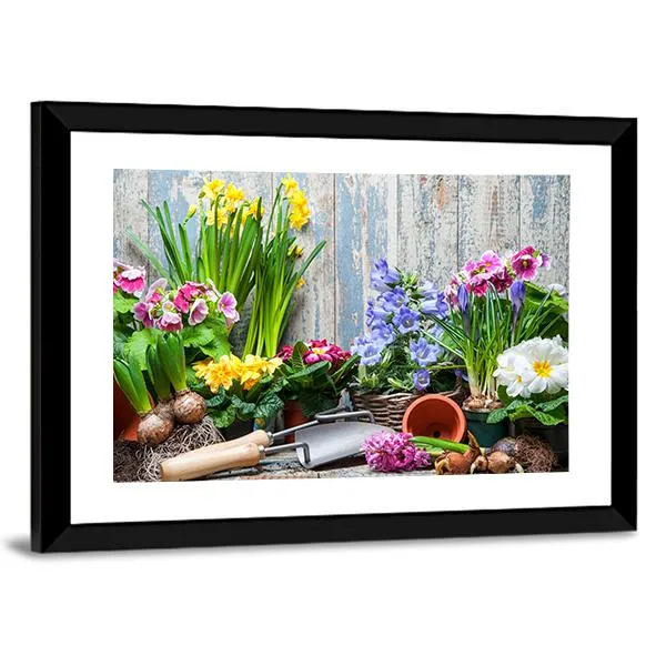 Gardener Planting Spring Flower Canvas Wall Art