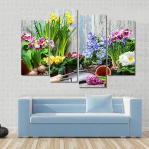 Gardener Planting Spring Flower Canvas Wall Art