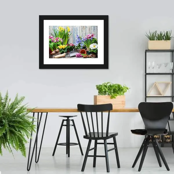 Gardener Planting Spring Flower Canvas Wall Art