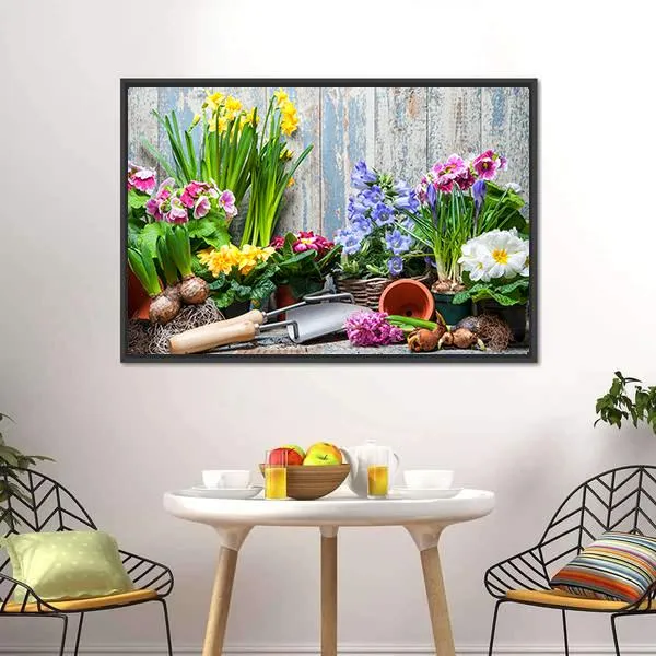 Gardener Planting Spring Flower Canvas Wall Art