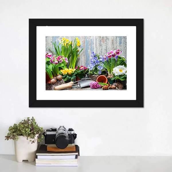 Gardener Planting Spring Flower Canvas Wall Art