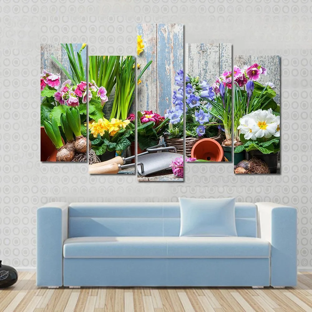 Gardener Planting Spring Flower Canvas Wall Art