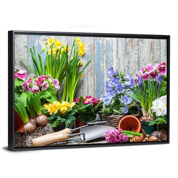 Gardener Planting Spring Flower Canvas Wall Art