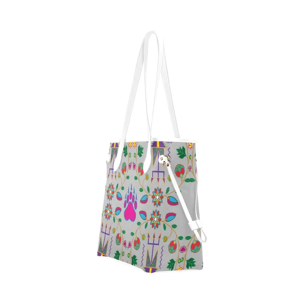 Geometric Floral Fall - Gray Clover Canvas Tote Bag